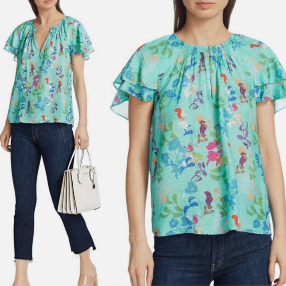 Eve printed ruffle blouse - Tanya Taylor Size M